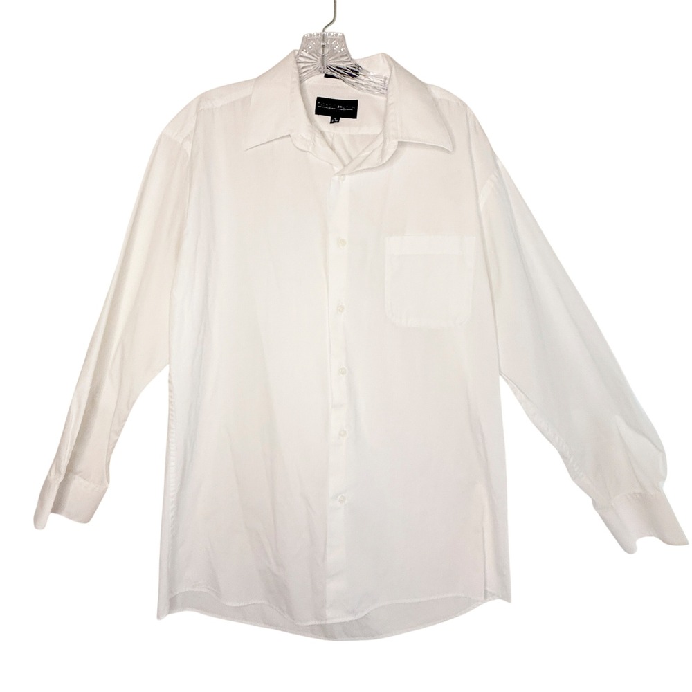 Giorgio Brutini Collezione Mens L White Dress Shirt 16-16.5 Classic Quiet Luxury
